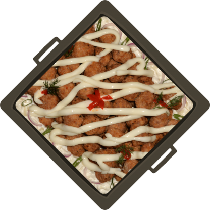 Platou chiftele de pui pe pat de ceapa cu maioneza 2,0 kg